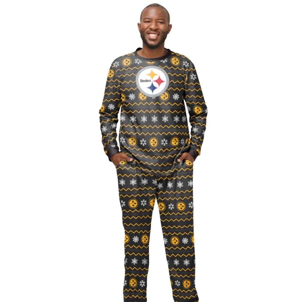 Pittsburgh Steelers NFL FOCO Crew Neck Ugly Pajamas Size Medium New Without Tags